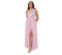 Maya Deluxe Women's Ladies Maxi Dress One Shoulder Sleeveless Sequin Embellished Floral Tulle A-Line for Occasion Prom Ball Gown Vestito, Cherry Blossom, 46 Donna