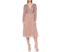 Maya Deluxe Womens Ladies Wedding Guest Midi Dress Long Sleeve Plunging Neckline V Neck Sequin Embellished Graduation Vestito per Damigella d’Onore, Malva Chiara, 44 Donna