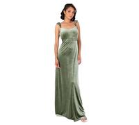 Maya Deluxe Women's Long Velvet Maxi Dress Ladies A-Line Flowy Wedding Guest Bridesmaid Evening Occasion Prom Formal Party Ball Gown, Moss Green-Tie Back, 38