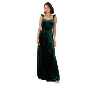 Maya Deluxe Women's Long Velvet Maxi Dress Ladies A-Line Flowy Wedding Guest Bridesmaid Evening Occasion Prom Formal Party Ball Gown, Emerald Green-Tie Back, 38