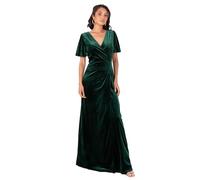 Maya Deluxe Women's Long Velvet Maxi Dress Ladies A-Line Flowy Wedding Guest Bridesmaid Evening Occasion Prom Formal Party Ball Gown, Emerald Green-Wrap, 40