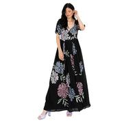 Maya Deluxe Women's Maxi Dress Ladies Embellished Floral Sweetheart Neckline for Wedding Guest Bridesmaid Occasion Prom Ball Gown Vestiti, Black, 48 da Donna