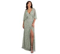 Maya Deluxe Womens Maxi Ladies Sequin Embellished Wrap A-Line Dress for Wedding Guest Bridesmaid Evening Prom Ball Occasion Vestito, Green Lily, 52 Donna