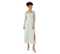 Maya Deluxe Women's Midaxi Dress Ladies Long Sheer Sleeve Square Neck Sequin Embellished Split Empire Waist A-Line Wedding Guest Vestito, Mint Green, 50 Donna