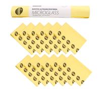 Maya Panno MICROGLASS con Petaglio. Speciale per Stoviglie e Vetro. Non Lascia Segni. Altamente Assorbente e ad Asciugatura Rapida. 100% Microfibra. Rotolo da 12 Unità (Giallo)