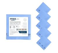Maya Panno MICROPLUS. Speciale per Stoviglie e Vetro. Non Lascia Segni. Altamente Assorbente e ad Asciugatura Rapida. 100% Microfibra. Confezione da 5 Pz (Blu)