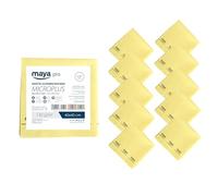 Maya Panno MICROPLUS. Speciale per Stoviglie e Vetro. Non Lascia Segni. Altamente Assorbente e ad Asciugatura Rapida. 100% Microfibra. Confezione da 10 Pz (Giallo)