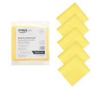 Maya Panno Ultra Plus. Speciale per Vetro e Acciaio Inox. Massimo Assorbimento senza Lasciare Tracce. Potere Anticalcare e Antibatterico. Confezione da 5 Unità (Giallo)