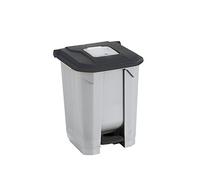 Maya Professional Tools 09105 Pattumiera con pedale, Secchio Interno e ruote, 50 l, Nero