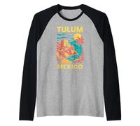 Maya Ruins Beach Tulum Messico Vintage Mens Coastal Living Maglia con Maniche Raglan