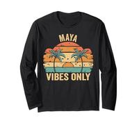 Maya Vibes Only Cute Retro Girls Maya Name Maglia a Manica