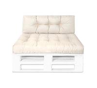 Mayaadi Home MH-JC01 - Set di cuscini per pallet, per interni ed esterni, 120 x 80 x 15 cm, con cuscino per schienale, 120 x 40 x 10-20 cm, colore: crema
