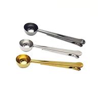 Mayata 3pcs 2 in 1 Supporto per cucchiaino da caffè in acciaio inossidabile con clip multifunzionale latte in polvere cucchiaio misurino sacchetto di cibo clip di tenuta