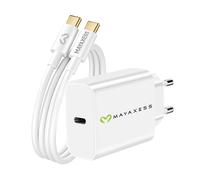 Mayaxess, Caricatore da parete per Galaxy S26 20W + Cavo USB-C 1m, Bianco