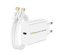Mayaxess, Caricatore da parete per iPhone 15 20W + Cavo USB-C 1m, Bianco