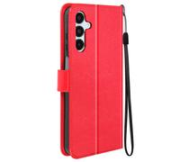 Mayaxess Custodia per Samsung A15 5G portafoglio funzione supporto e cordino, Rosso