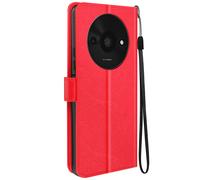 Mayaxess Custodia per Xiaomi Redmi A3 portafoglio funzione supporto e cordino, Rosso