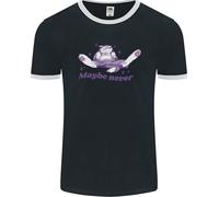 Maybe Never Lazy Cat Sleeping Uomo Ringer T-Shirt FotL
