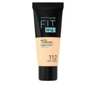 Maybelline New York Fondotinta Fit Me Matte&Poreless, Finish Opacizzante e Fissante, Tonalità: 112 Soft Beige