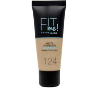 Maybelline Fit Me! Matte + Poreless fondotinta per uniformare l'incarnato con effetto mat 30 ml tonalità 124 Soft Sand