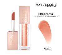 Maybelline Lifter Gloss, lucidalabbra all'acido ialuronico, effetto rimpolpante e idratante, ambra (007), 5, 4 ml