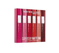 Maybelline New York - Cofanetto esclusivo con 6 rossetti liquidi a lunga tenuta, Superstay Matte Ink, tonalità: Lover (15), Seductress (65), Artist (120), Dancer (118), Pioneer (20), Voyager (50).