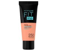 Maybelline New York Fondotinta Coprente Opacizzante Fit Me Matte&Poreless, Colore Uniforme, Pori Minimizzati, 250 Sun Beige