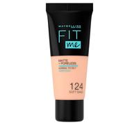 Maybelline New York Fondotinta Fit Me Matte&Poreless, Finish Opacizzante e Fissante, Tonalità: 124 Soft Sand