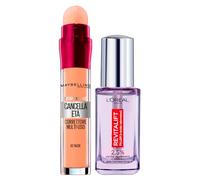Maybelline New York Il Cancella Età Correttore Liquido Multiuso Colore 02 Nude con Applicatore a Spugnetta + Siero Occhi Effetto Rinfrescante Antirughe contro Rughe e Occhiaie 2 Prodotti