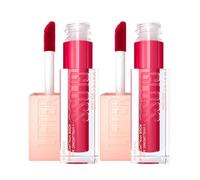 Maybelline New York Lifter Gloss Candy Drop Lucidalabbra con Acido Ialuronico Effetto Rimpolpante Idratante Colore 25 Taffy con Applicatore XL - 2 Flaconi da 5,4 ml