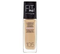 Maybelline New York Make Up, Fit Me! Fondotinta con LSF18 per pelle impeccabile, tutti i tipi di pelle, n. 105 Natural Avory, 30 ml