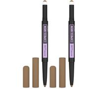 Maybelline New York Matita-Ombretto Express Brow 2-in-1, Per sopracciglia piene e naturali, Dark Blond (01) (Confezione da 2)