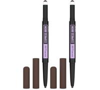 Maybelline New York Matita-Ombretto Express Brow 2-in-1, Per sopracciglia piene e naturali, Dark Brown (04) (Confezione da 2)