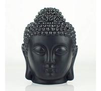 Mayco Bell Bruciatore di Olio per Aromaterapia in Ceramica con Testa di Buddha Diffusore di Oli Essenziali Incenso Indiano Bruciatore di Incenso Tibetano in Stile Buddha S (Nero)