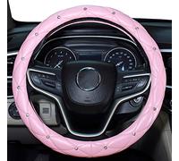 Mayco Bell Coprivolante per Donna Diamond, coprivolante in Pelle Bling Bling per Auto Universale 15 Pollici con Diamante di Cristallo (Rosa)