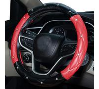 Mayco Bell Coprivolante per Donna Diamond, coprivolante in Pelle Bling Bling per Auto Universale 15 Pollici con Diamante di Cristallo (Nero Rosso)