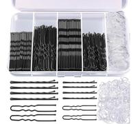 MAYCREATE® 300 forcine per capelli a U con mini elastici in gomma, eleganti forcine in metallo per aggiornamenti, per tenere ciocche randagi, accessori per capelli per ragazze e donne, nero