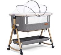 Maydolly Beistellbett 3 in 1 Lettino Portatile per Bambini con Rete Traspirante e Lenzuolo, Carrozzina Regolabile Lettino. (grigio)