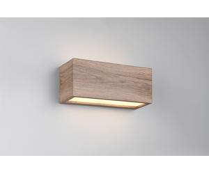MAYENNE APPLIQUE DA ESTERNO LED BI-EMISSIONE FUSIONE DI ALLUMINIO ED EFFETTO LEGNO SBIANCATO IP44 L.25CM 2 LUCI ATTACCO E14