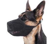 Mayerzon - Museruola brevettata per cani di taglia piccola, media e grande, per evitare il rovistare, morsi, leccate e masticazione, permette al cane di aprire la bocca per respirare e bere (L, nero)