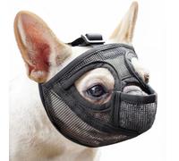 Mayerzon Museruola corta per cani bulldog francese con design completo per evitare di mordere, museruola morbida per cani in rete per Shih Tzu Pug Bulldog inglese per toelettatura a piedi, consente di