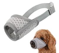 Mayerzon - Museruola per cani, morbida, a rete per cani di taglia piccola, media e grande, per non mordere e masticare, per toelettatura, permette di bere e ansimare (XS, grigio)