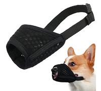 Mayerzon - Museruola per cani, morbida, a rete per cani di taglia piccola, media e grande, per non mordere e masticare, per toelettatura, permette di bere e ansimare (M, nero)