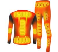 MAYFABD Set Intimo Riscaldato Elettrico Tuta Termica Foderata in Pile Uomo Inverno App Regolazione della Temperatura Maglia a Maniche Lunghe e Pantaloni Moto 20 Aree per l'inverno,Nero,L