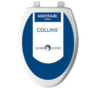 Mayfair Collins, Sedile WC a chiusura rallentata, in plastica resistente, con paraurti extra stabile e cerniere di sicurezza, allungato, bianco