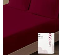 Mayfair Linen Lenzuolo con angoli matrimoniali in 100% cotone egiziano 800 fili, profondo 40,6 cm, in raso resistente, elastico tutto intorno, indicatore di testa/piedi, colore bordeaux