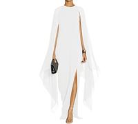 MAYFASEY Abito da Sera Elegante da Donna, con Maniche Svasate, Elegante, con Mantello, Bianco, M