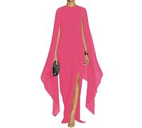 MAYFASEY Abito da Sera Elegante da Donna, con Maniche Svasate, Elegante, con Mantello, Rosa, M