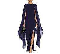 MAYFASEY Abito Lungo da Sera Formale con Maniche Svasate Eleganti da Donna con Mantello, Navy, XX-Large