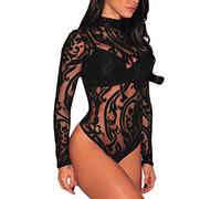 MAYFASEY Body sexy da donna, a maniche lunghe, in rete trasparente, 13 nero, XXL